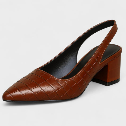 Olga – Chaussures à talons à bout pointu effet crocodile embossé