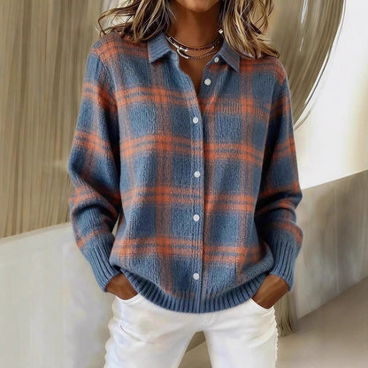 Chemise-Pull Femme à Carreaux, Élégance Chic & Confort au Quotidien