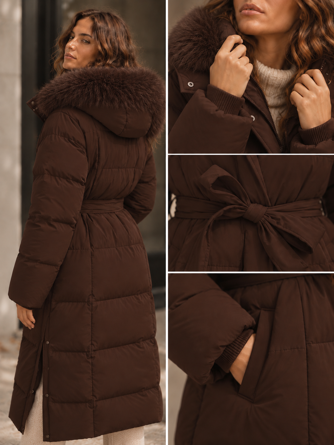 Ella – Manteau matelassé en coton avec ceinture